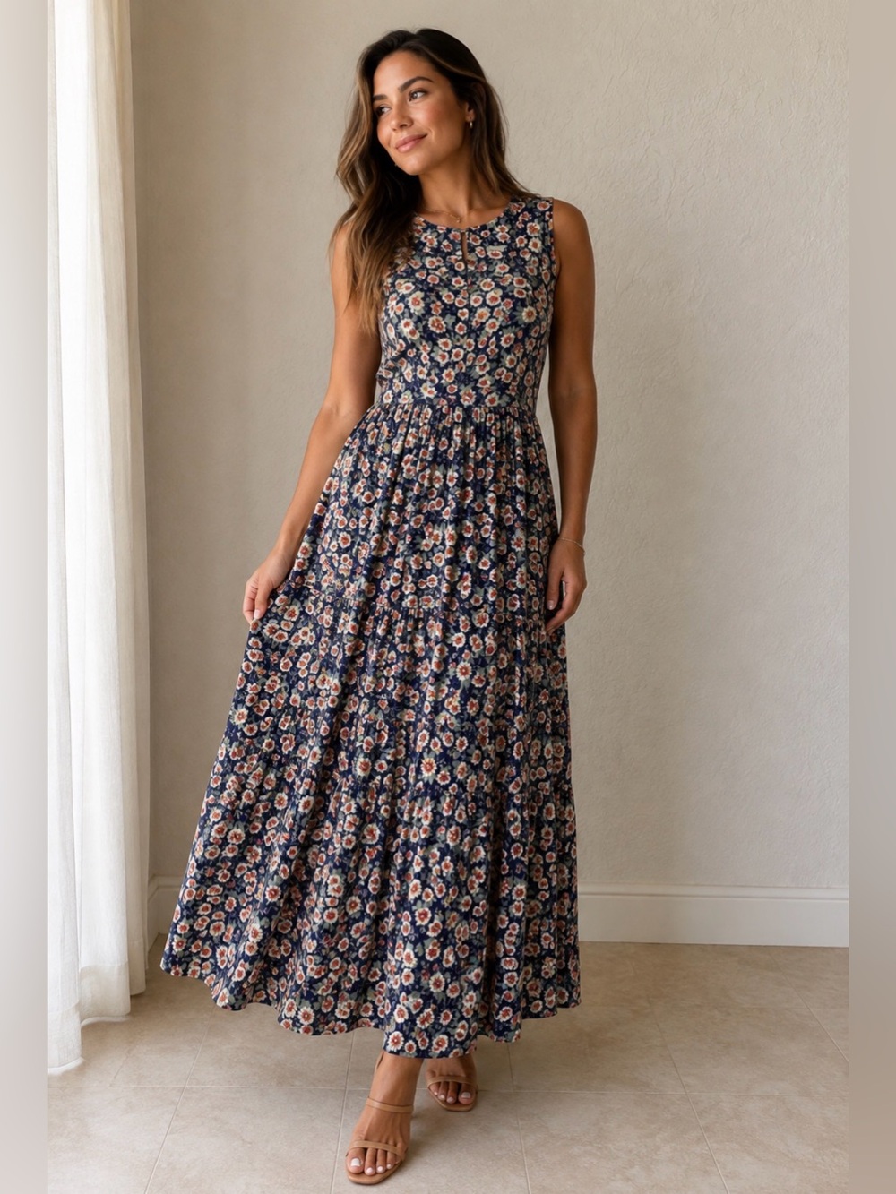Vintage 1990s E.D. Michaels floral midi/maxi dress